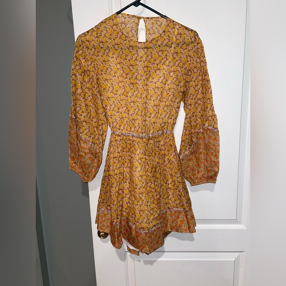 New! Maje Risso Yellow Floral Cut-Out Mini Long Sleeve Dress 🌼 Small - Picture 11 of 16